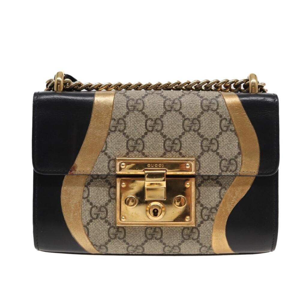 Gucci Padlock GG Supreme Chain Shoulder Bag Beige